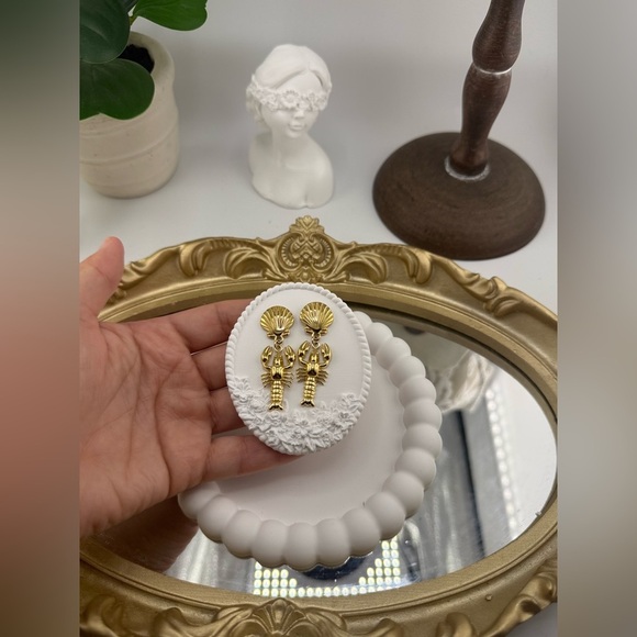 Gold Lobster Statement Earrings – Stainless Steel PVD Plated - Picture 4 of 6